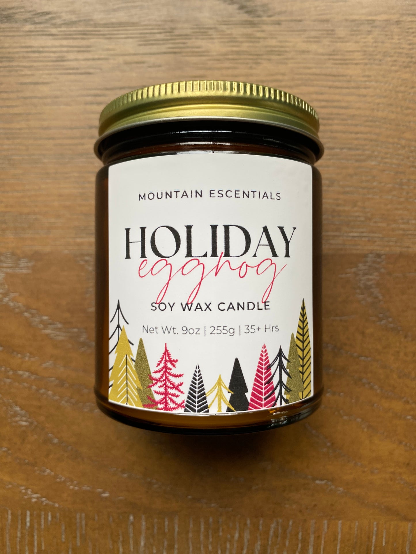 Holiday Eggnog 9 oz amber jar soy wax candle