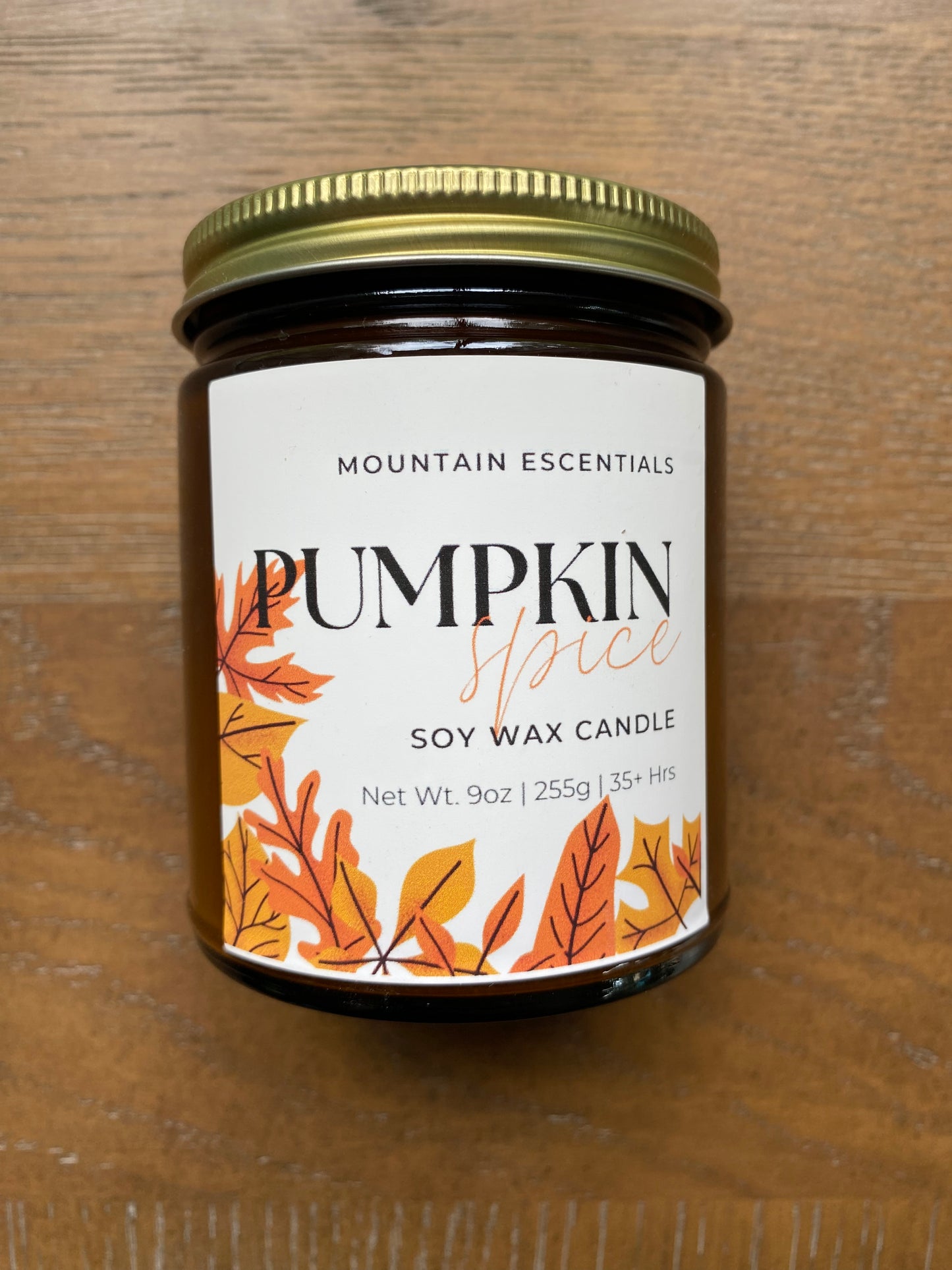 Pumpkin Spice 9 oz amber jar soy wax candle