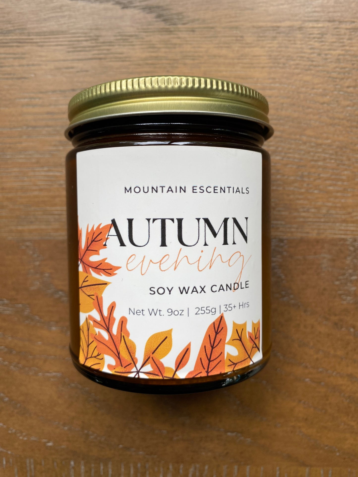 Autumn Evening 9 oz amber jar soy wax candle