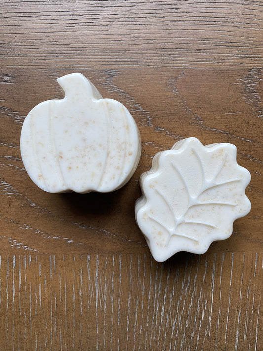 Oatmeal Shea Butter soaps Leaf and Pumpkin set of 2 - Oatmeal milk-n-honey