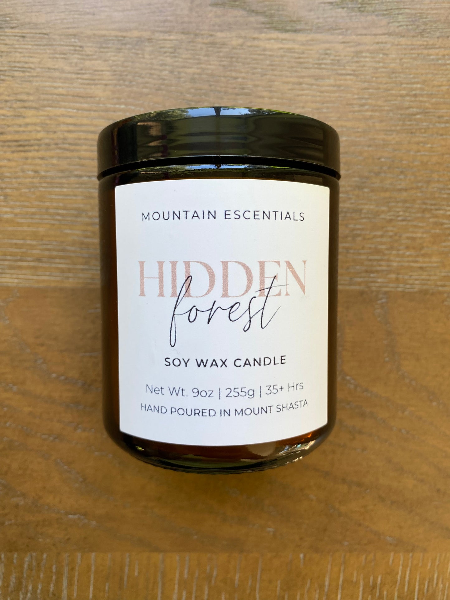 Hidden Forest 9 oz amber jar soy wax candle