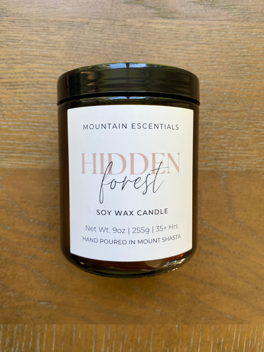 Hidden Forest 9 oz amber jar soy wax candle