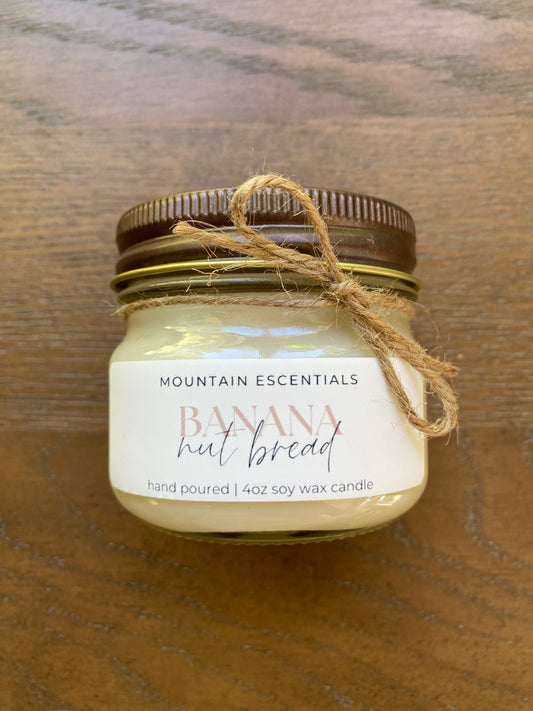 Banana Nut Bread 4 oz mason jar soy wax candle