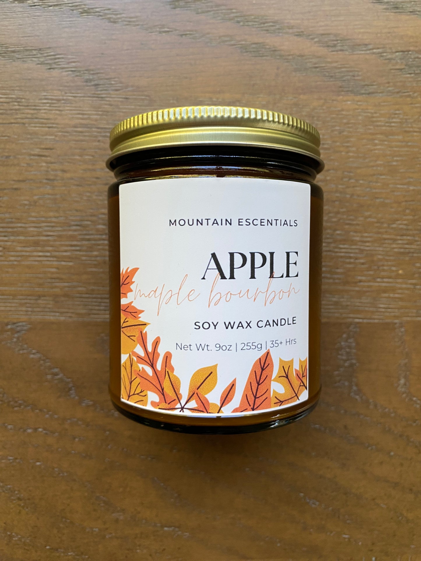 Apple Maple Bourbon 9 oz amber jar soy candle