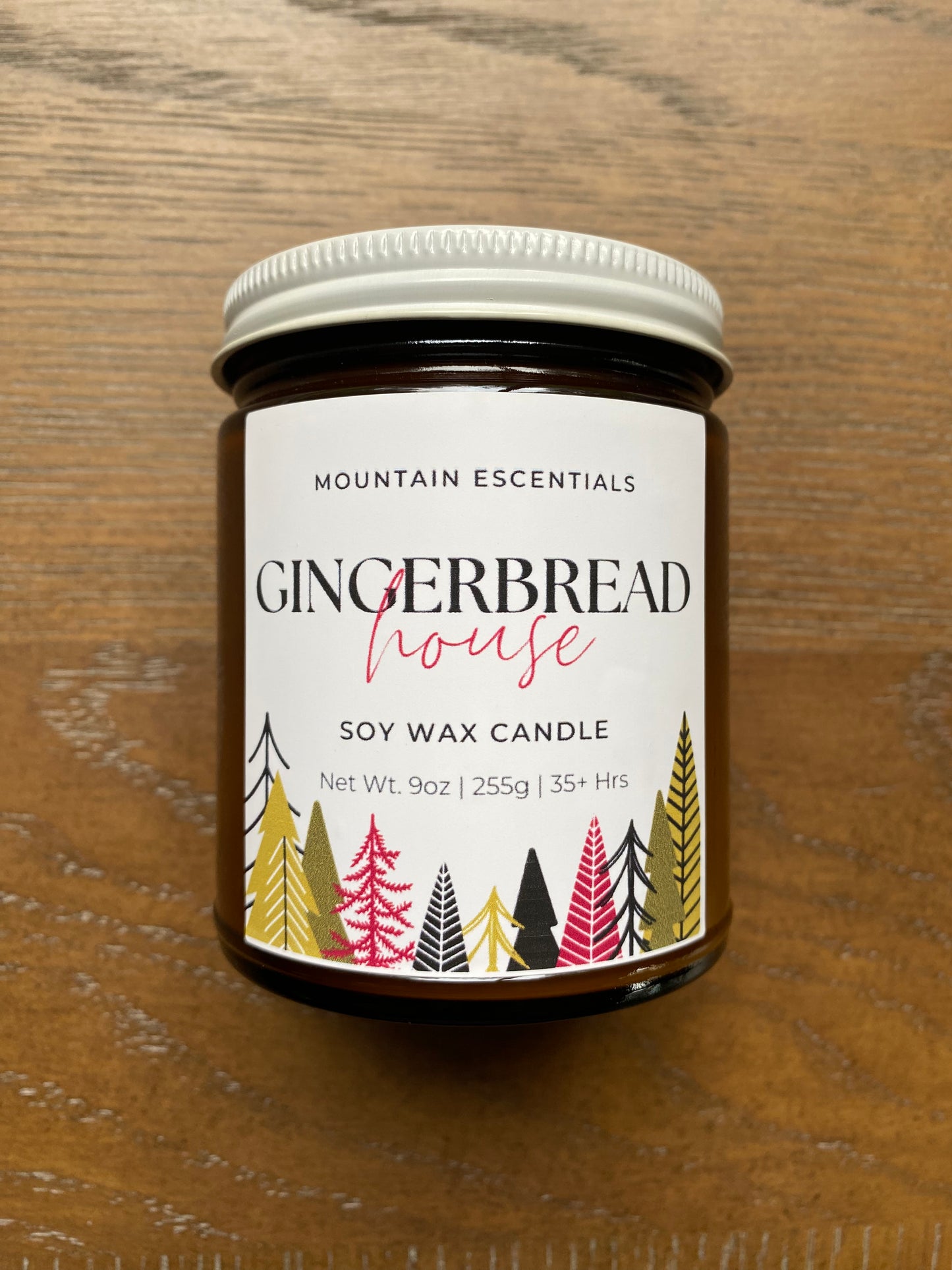 Gingerbread House 9 oz amber jar soy wax candle